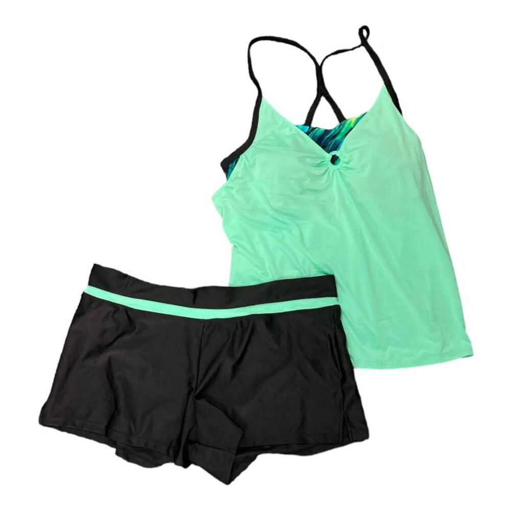 NWT ZeroXposur Light Weight 4-Way Stretch Solid 2For Top Swimsuit - Edamame